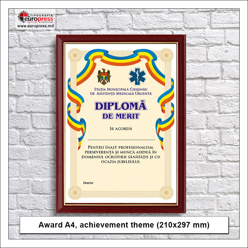 Award A4 achievement theme - Variety of Awards - EuroPress Printing House