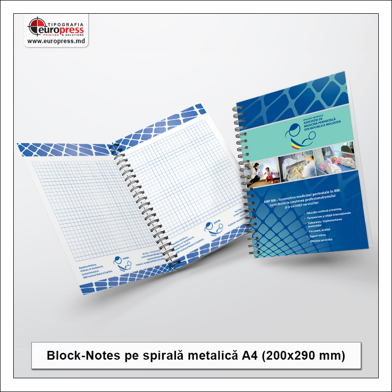 BlockNote A4 spirala metalica - Varietate BlockNotes - Tipografia Europress