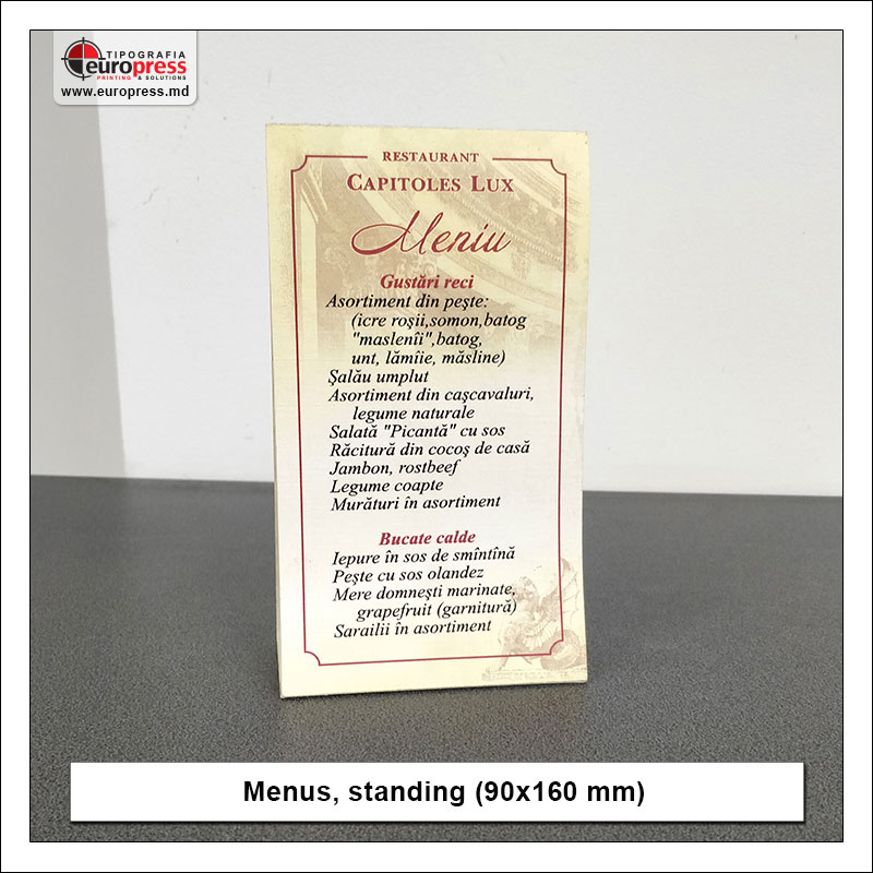 Menus standing - variety of menus - europress printing house