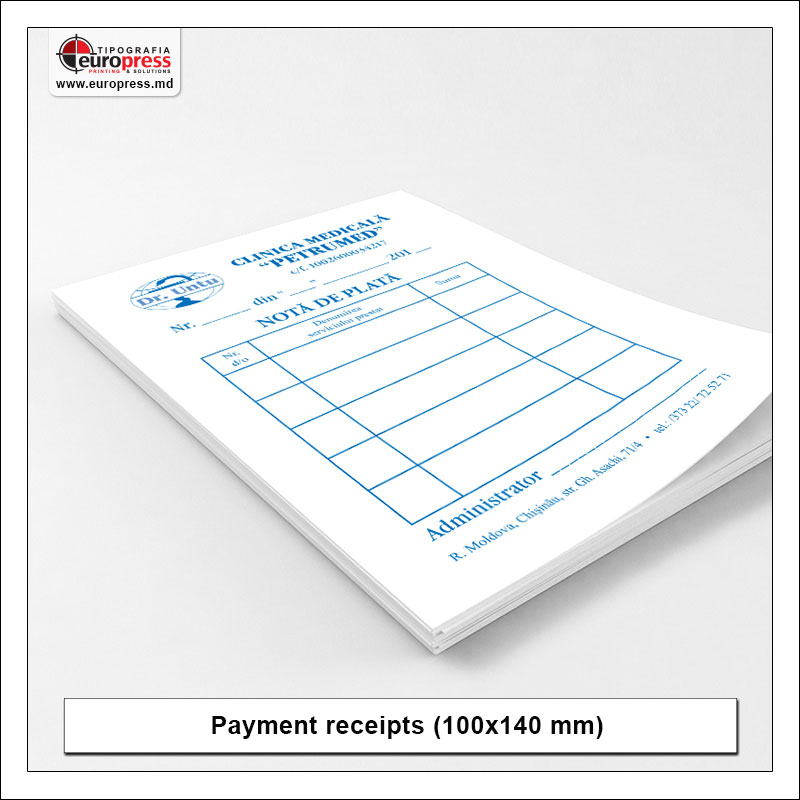 Payment receipts 100x140 mm - Variety of Payment Receipts - Europress Printing House