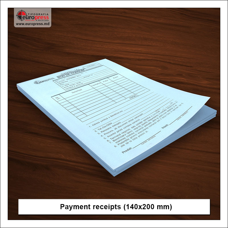 Payment receipts 140x200 mm - Variety of Payment Receipts - Europress Printing House
