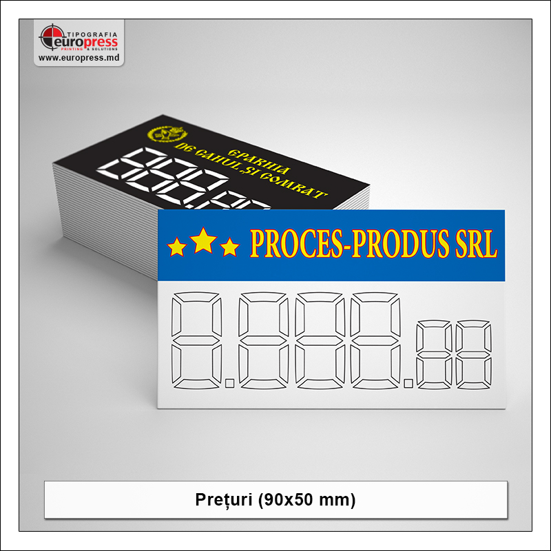 Pret pentru produs 90x50 mm - Varietate Preturi pentru produse - Tipografia Europress