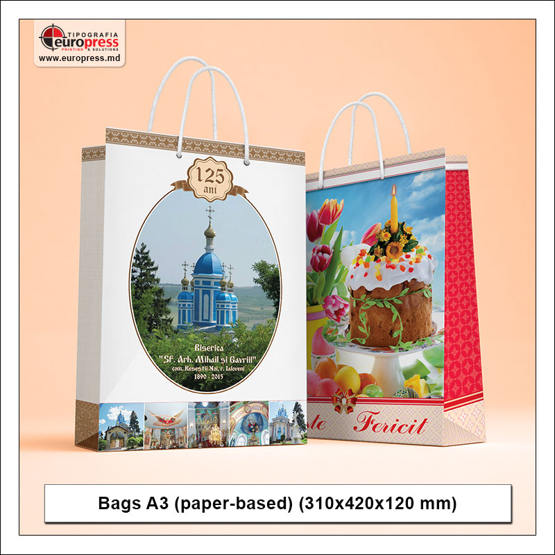 Bags A3 paper based 310x420x120 mm - Variety of Paper Bags - Europress Printing House