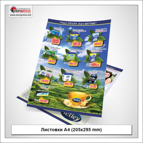 Листовки А4 205x295 mm - разнообразие Листовок - типография Europress